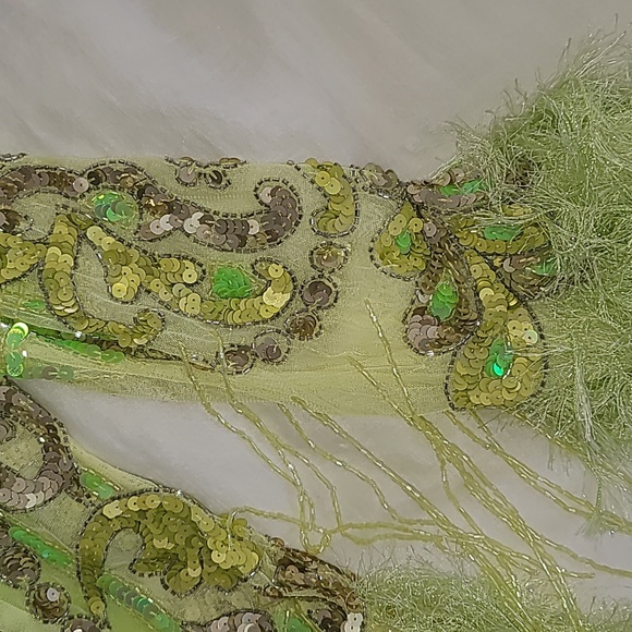 ASOS EDITION embellished sequin and fringe mini dress with faux feather hem - Picture 8 of 12